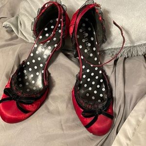 Red Satin pumps 4” stiletto